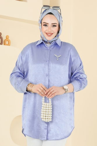 moda selvim Blouses and Shirts 5296NFC1010 Baby Blue - Thumbnail