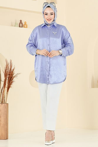 moda selvim Blouses and Shirts 5296NFC1010 Baby Blue - Thumbnail