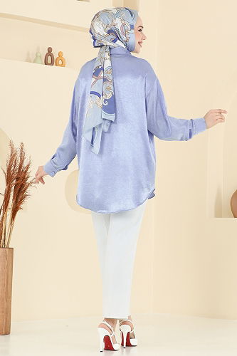 moda selvim Blouses and Shirts 5296NFC1010 Baby Blue - Thumbnail