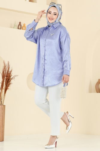 moda selvim البلوز والقمصان أزرق فاتح 5296NFC1010 - Thumbnail