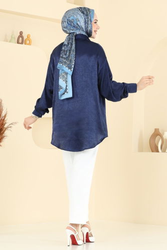 moda selvim Blouses and Shirts 5296NFC1010 Navy Blue - Thumbnail