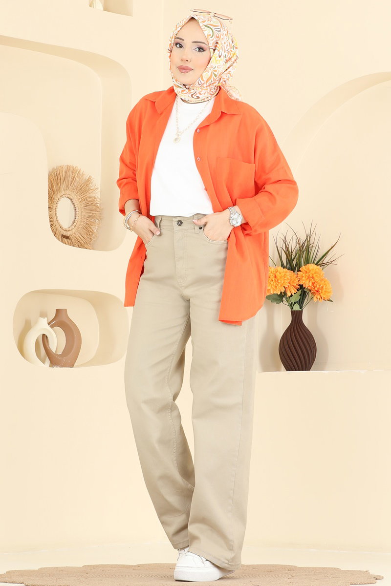Bol Paça Kot Pantolon 3326LD1070 Taş