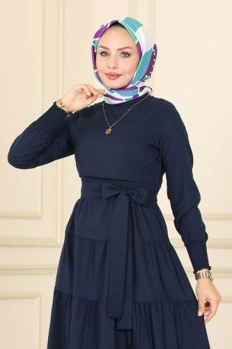 moda selvim Bolero Detail Hijab Dress ASM2610-1 Laci - Thumbnail