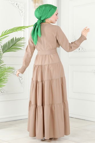 moda selvim Bolero Detail Hijab Dress ASM2610-1 Vision - Thumbnail