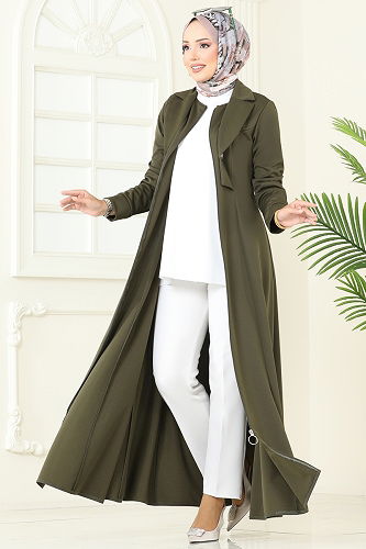 moda selvim Bolero Detay Dabıl Ferace 2698SL432 Haki - Thumbnail