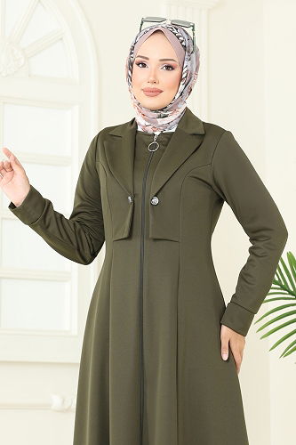 moda selvim Bolero Detay Dabıl Ferace 2698SL432 Haki - Thumbnail