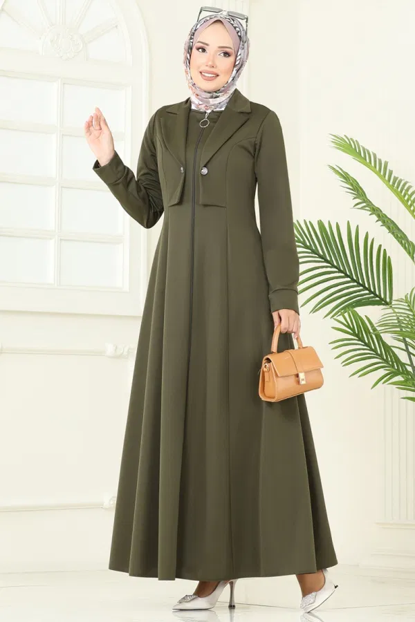 Modaselvim SEPETTE NET %20+%20 İNDİRİM Bolero Detay Dabıl Ferace 2698SL432 Haki