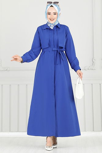 moda selvim Bolero Detay Elbise Ferace 019MR1078 Saks - Thumbnail