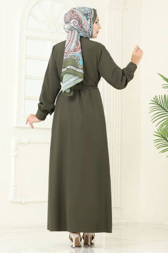 moda selvim Bolero Detay Elbise Ferace 7010UZ662 Haki - Thumbnail