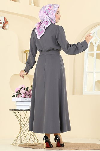 moda selvim Bolero Detay Etekli Takım 2745SL432 Antrasit - Thumbnail