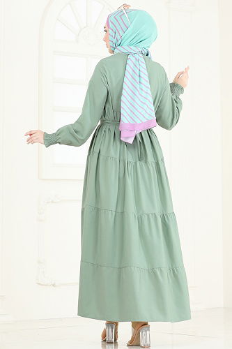 moda selvim Bolero Detay Terikoton Elbise 3042KTR750 Mint - Thumbnail