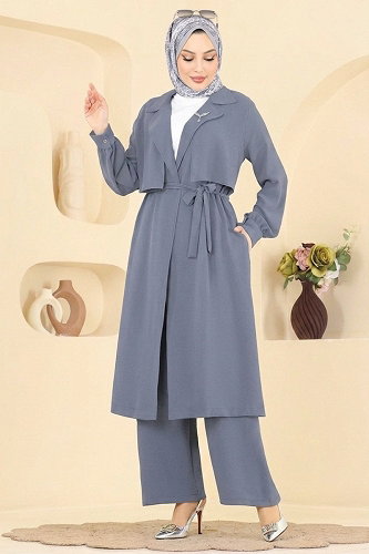 moda selvim Bolero Detaylı Aerobin Takım 8006TRT545 Antrasit - Thumbnail