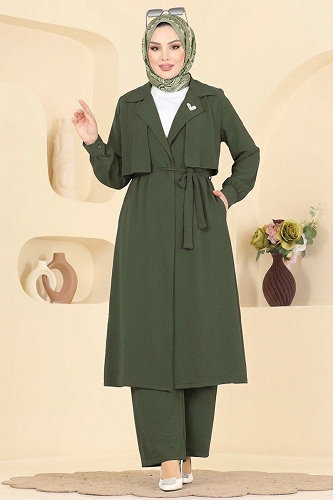 moda selvim Bolero Detaylı Aerobin Takım 8006TRT545 Haki - Thumbnail