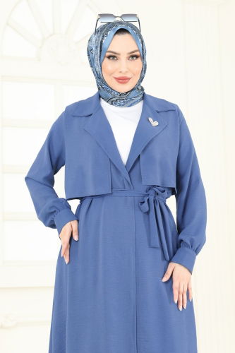 moda selvim Bolero Detaylı Aerobin Takım 8006TRT545 İndigo - Thumbnail