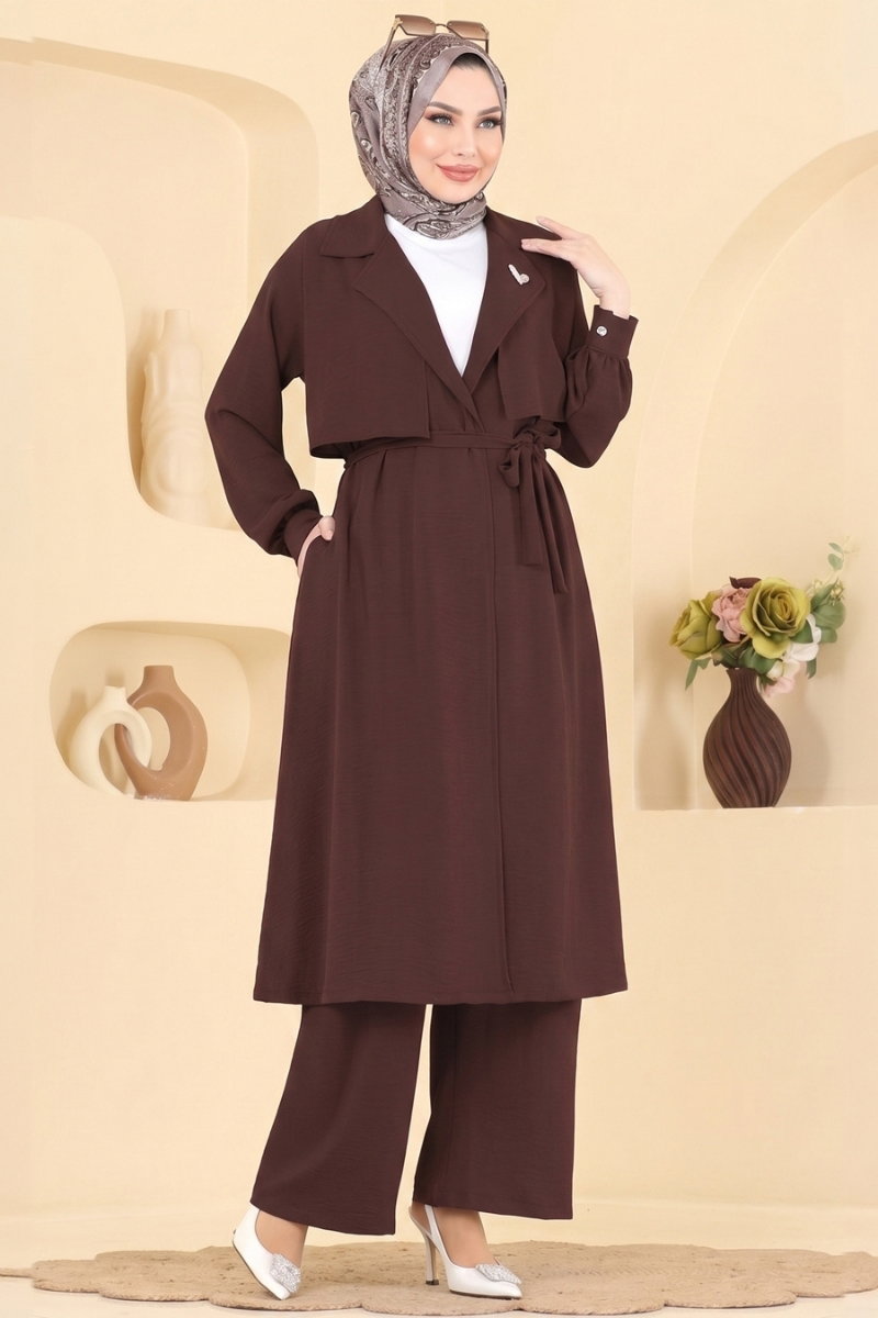 Bolero Detaylı Aerobin Takım 8006TRT545 Kahve - Moda Selvim