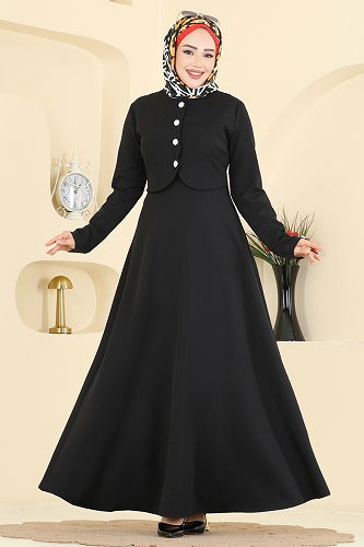 moda selvim Bolero Detaylı Elbise 2819SL432 Siyah - Thumbnail