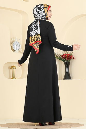 moda selvim Bolero Detaylı Elbise 2819SL432 Siyah - Thumbnail