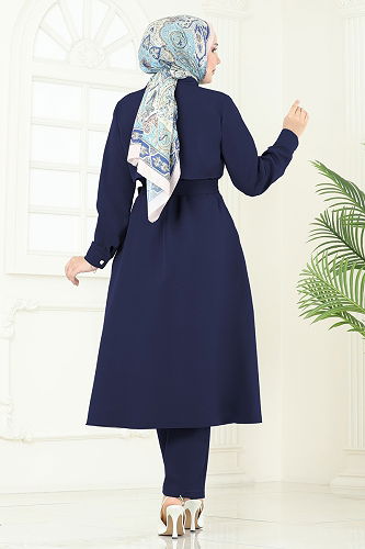 moda selvim Bolero Detaylı Tesettür Kombin 23023UKB139 Açık Laci - Thumbnail