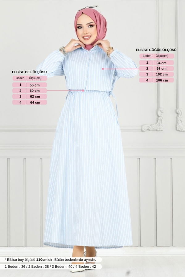 Modaselvim Kombin Bolero Görünümlü Elbise 4735ZNK903-M Bebe Mavisi