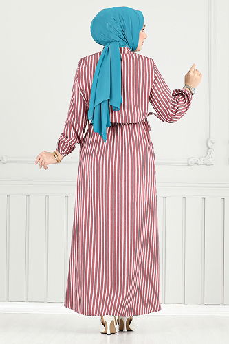 moda selvim Bolero Görünümlü Elbise 4735ZNK903-M Bordo - Thumbnail