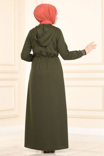 moda selvim Bolero Görünümlü Mira Ferace 3049HN218 Haki - Thumbnail
