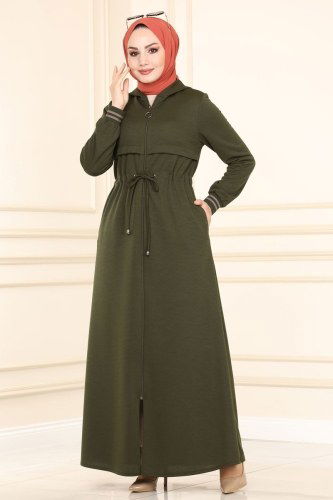 moda selvim Bolero Görünümlü Mira Ferace 3049HN218 Haki - Thumbnail