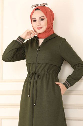 moda selvim Bolero Görünümlü Mira Ferace 3049HN218 Haki - Thumbnail