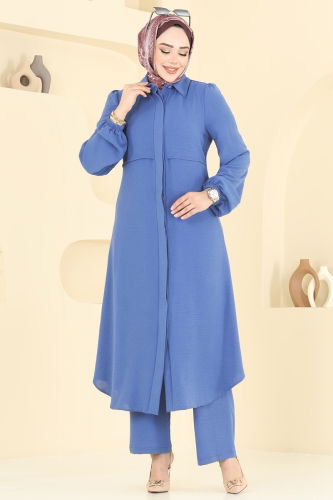 S.L. - Bolero Görünümlü Tesettür Takım 2666SL432 Bebe Mavisi