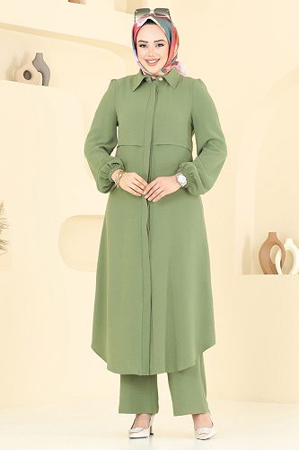 moda selvim Bolero Görünümlü Tesettür Takım 2666SL432 Çağla - Thumbnail