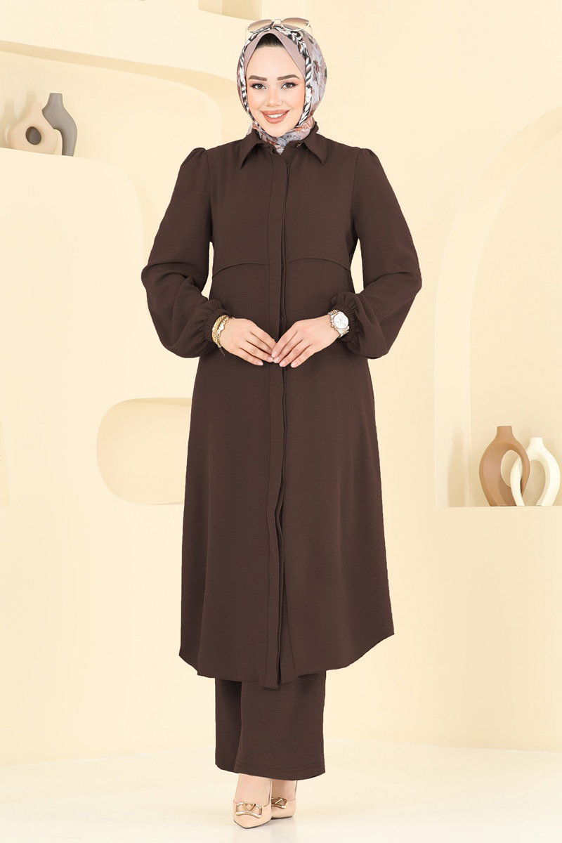 Bolero Görünümlü Tesettür Takım 2666SL432 Kahve