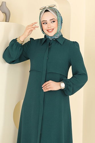 moda selvim Bolero Görünümlü Tesettür Takım 2666SL432 Petrol - Thumbnail