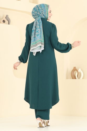 moda selvim Bolero Görünümlü Tesettür Takım 2666SL432 Petrol - Thumbnail