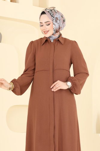 moda selvim Bolero Görünümlü Tesettür Takım 2666SL432 Taba - Thumbnail