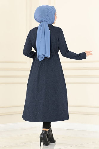 moda selvim Bolerolu Kışlık Kap MSL2470-M Laci - Thumbnail