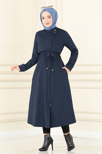 moda selvim Bolerolu Kışlık Kap MSL2470-M Laci - Thumbnail