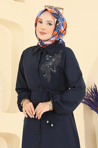 moda selvim Boncuk İşleme Detaylı Tunik 2926SLK540 Laci - Thumbnail