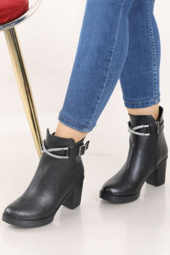 moda selvim Boots 7044POS830 Black - Thumbnail