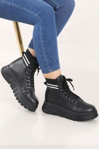 moda selvim Boots 7046POS830 Black - Thumbnail