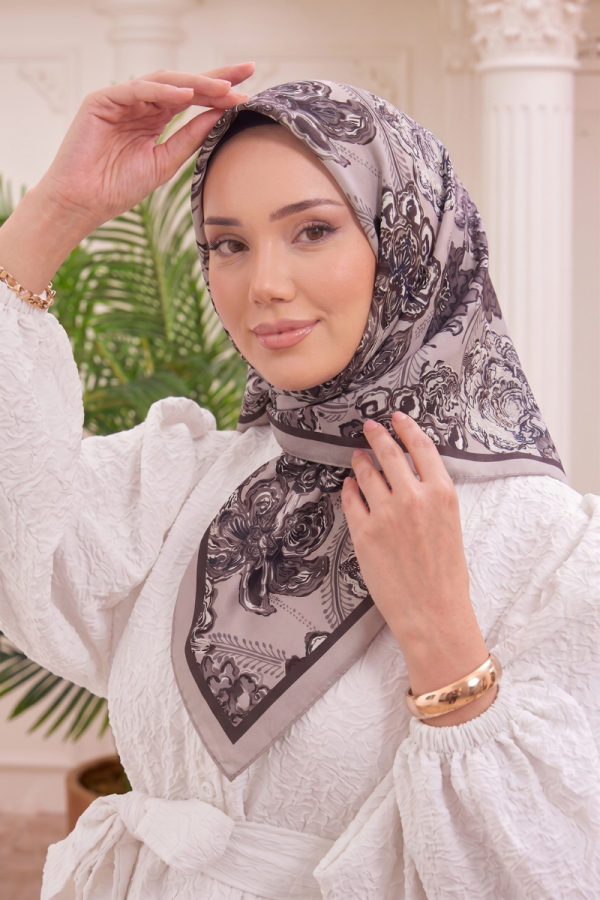 Modaselvim Eşarp Botanik Desen Soft Eşarp 519ERBK1201 Vizyon