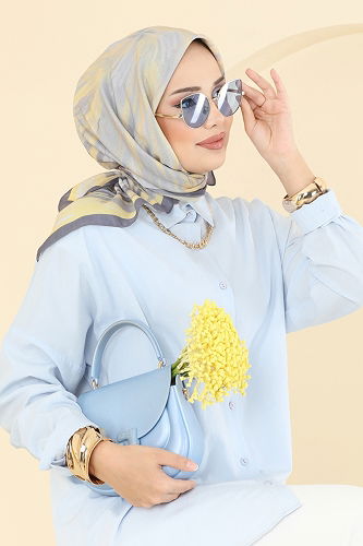 moda selvim Boyama Desenli Soft Eşarp Serisi 502ERB1087 Antrasit - Thumbnail