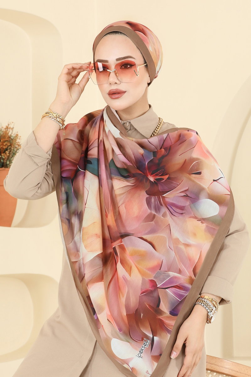 Boyama Desenli Soft Şal Serisi 150IPK758 Latte