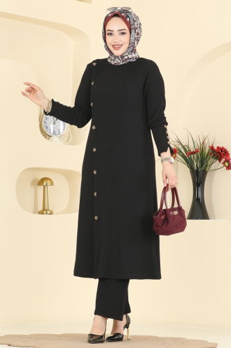 B.O. - Boydan Düğmeli 2 li Takım 215BO429 Siyah