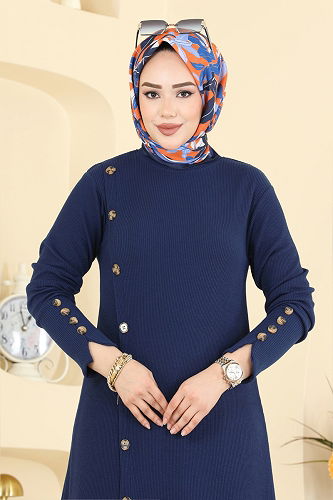 moda selvim Boydan Düğmeli İkili Takım 215BO429 Laci - Thumbnail