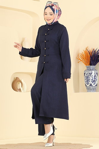 moda selvim Brit Düğmeli 2 li Takım PL9232 Laci - Thumbnail