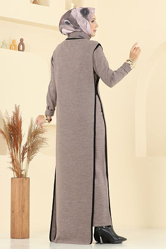 moda selvim Broş Aksesuarlı İkili Takım 12609KL398 Koyu Vizyon - Thumbnail