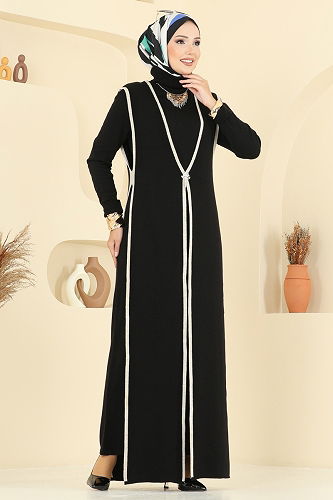 moda selvim Broş Aksesuarlı İkili Takım 12609KL398 Siyah - Thumbnail