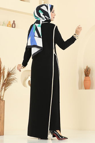 moda selvim Broş Aksesuarlı İkili Takım 12609KL398 Siyah - Thumbnail