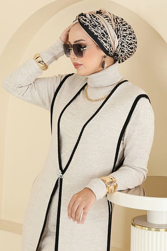 moda selvim Broş Aksesuarlı İkili Takım 12609KL398 Taş - Thumbnail