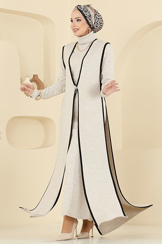 moda selvim Broş Aksesuarlı İkili Takım 12609KL398 Taş - Thumbnail