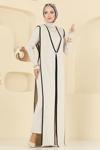 moda selvim Broş Aksesuarlı İkili Takım 12609KL398 Taş - Thumbnail